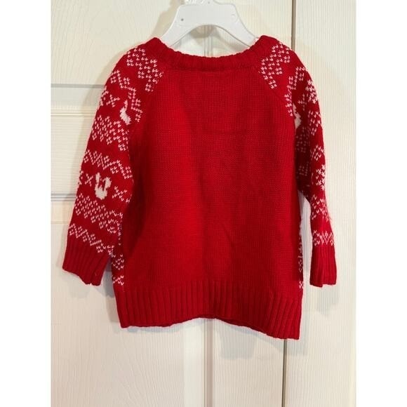 Y2k Disney Minnie Mickey Sweater Christmas Holiday Red White Toddler 18mon - Picture 3 of 5